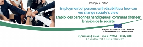 Poster of EESC hearing Employment of Persons with disabilities: how can we change society's view